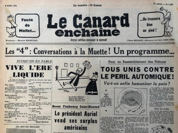 N° 1585 du Canard Enchaîné -  7 Mars 1951