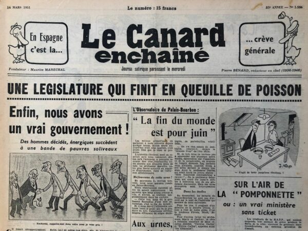 N° 1586 du Canard Enchaîné -  14 Mars 1951