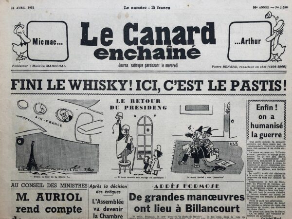 N° 1590 du Canard Enchaîné -  11 Avril 1951