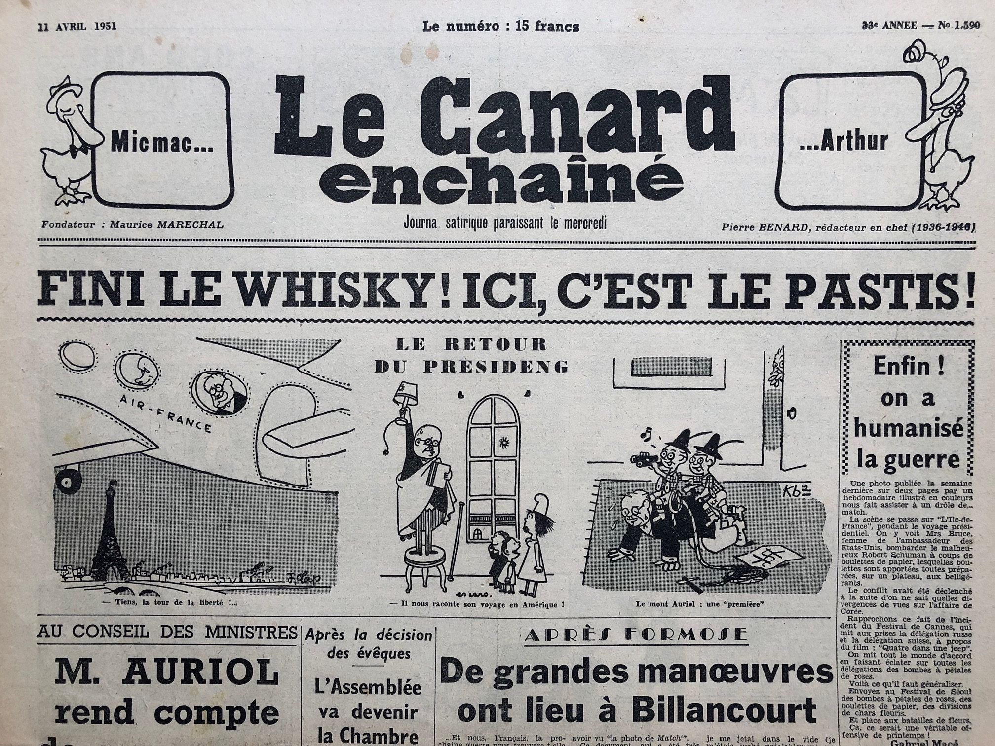 Couac ! | Acheter un Canard | Vente d'Anciens Journaux du Canard Enchaîné. Des Journaux Satiriques de Collection, Historiques & Authentiques de 1916 à 2004 ! | 1590 1