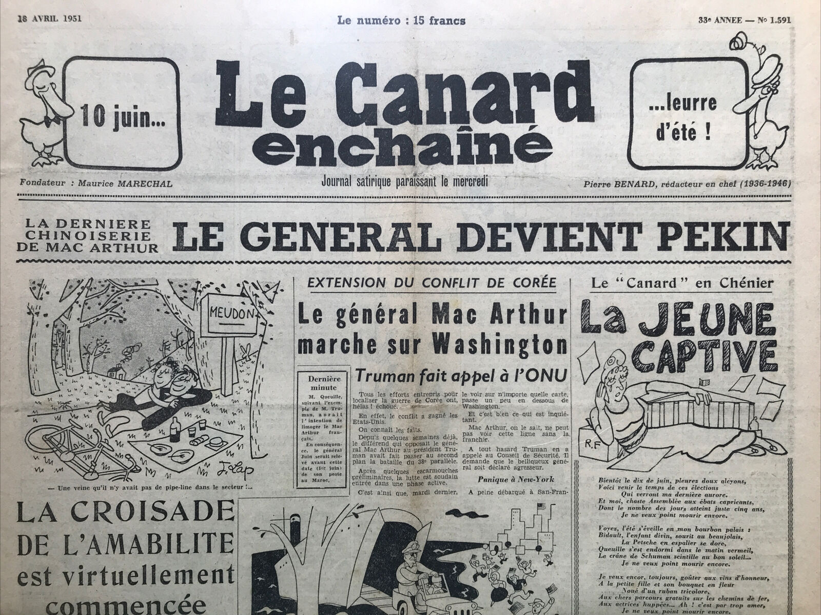 Couac ! | Acheter un Canard | Vente d'Anciens Journaux du Canard Enchaîné. Des Journaux Satiriques de Collection, Historiques & Authentiques de 1916 à 2004 ! | 1591