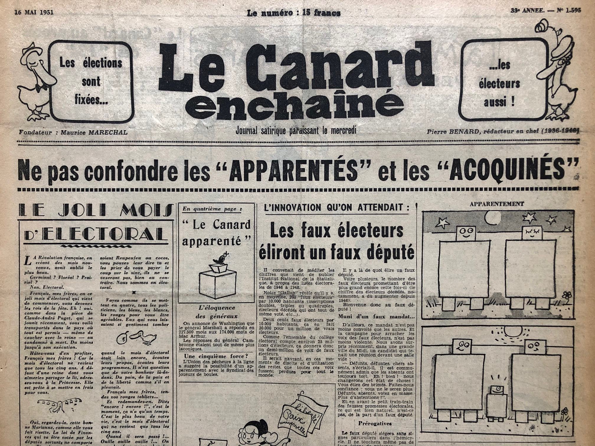 Couac ! | Acheter un Canard | Vente d'Anciens Journaux du Canard Enchaîné. Des Journaux Satiriques de Collection, Historiques & Authentiques de 1916 à 2004 ! | 1595 1