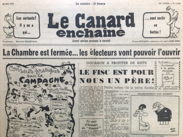 N° 1596 du Canard Enchaîné -  23 Mai 1951