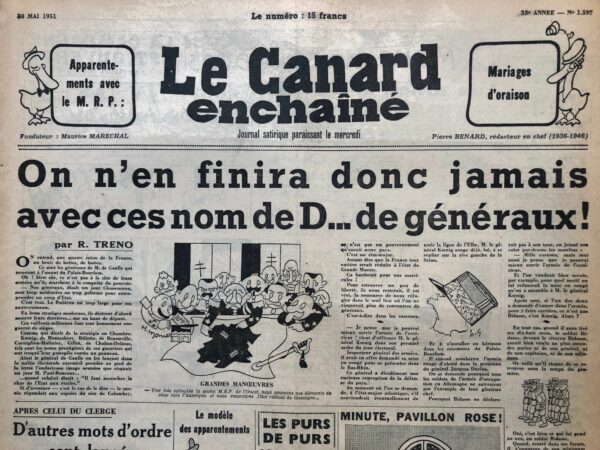 N° 1597 du Canard Enchaîné -  30 Mai 1951