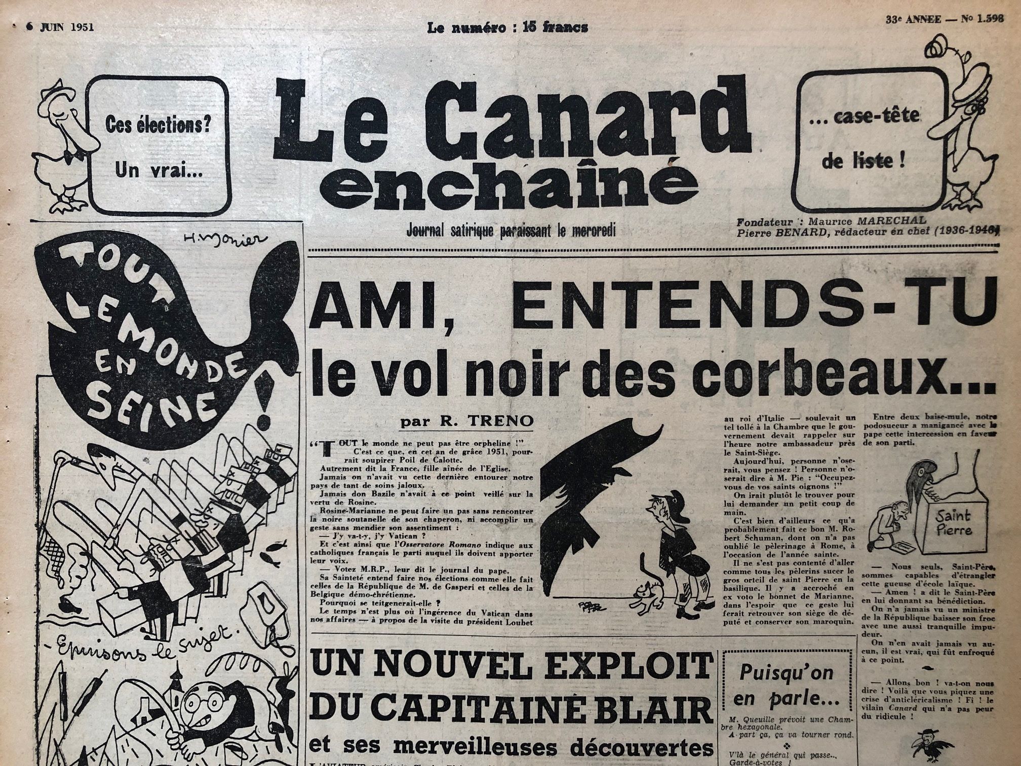 Couac ! | Acheter un Canard | Vente d'Anciens Journaux du Canard Enchaîné. Des Journaux Satiriques de Collection, Historiques & Authentiques de 1916 à 2004 ! | 1598 1