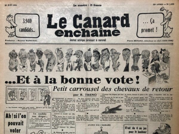 N° 1599 du Canard Enchaîné -  13 Juin 1951
