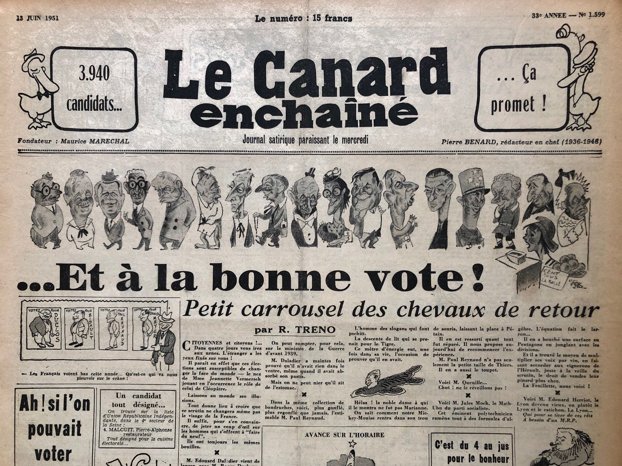 Couac ! | Acheter un Canard | Vente d'Anciens Journaux du Canard Enchaîné. Des Journaux Satiriques de Collection, Historiques & Authentiques de 1916 à 2004 ! | 1599 1