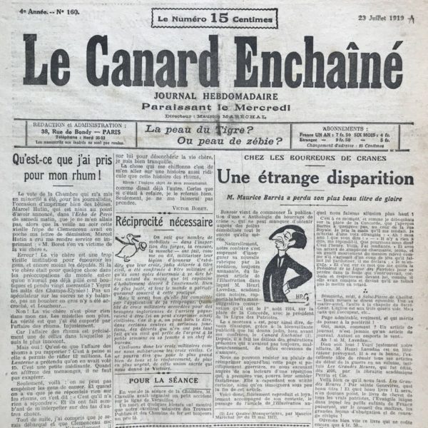 N° 160 du Canard Enchaîné -  23 Juillet 1919