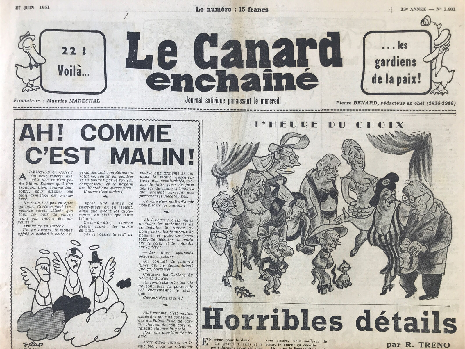 Couac ! | Acheter un Canard | Vente d'Anciens Journaux du Canard Enchaîné. Des Journaux Satiriques de Collection, Historiques & Authentiques de 1916 à 2004 ! | 1601