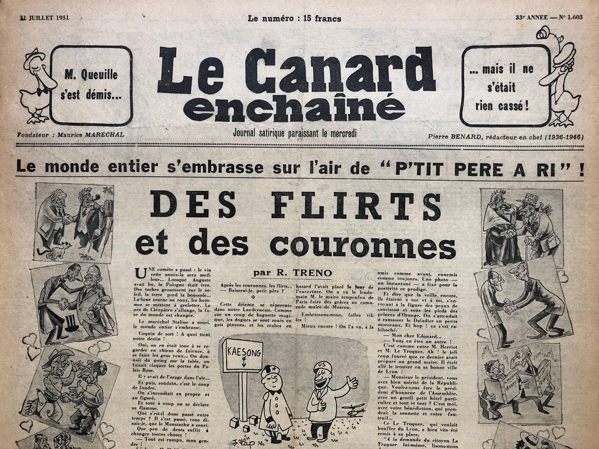 Couac ! | Acheter un Canard | Vente d'Anciens Journaux du Canard Enchaîné. Des Journaux Satiriques de Collection, Historiques & Authentiques de 1916 à 2004 ! | 1603 1