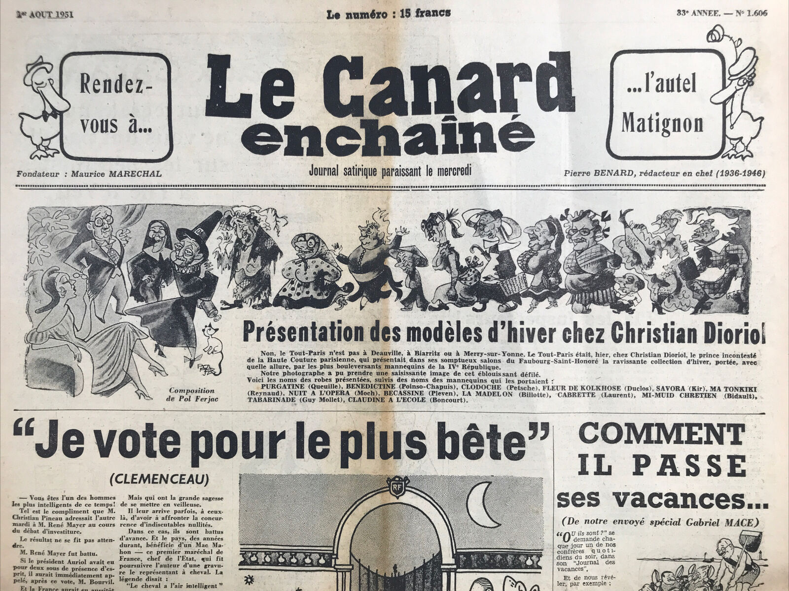 Couac ! | Acheter un Canard | Vente d'Anciens Journaux du Canard Enchaîné. Des Journaux Satiriques de Collection, Historiques & Authentiques de 1916 à 2004 ! | 1606