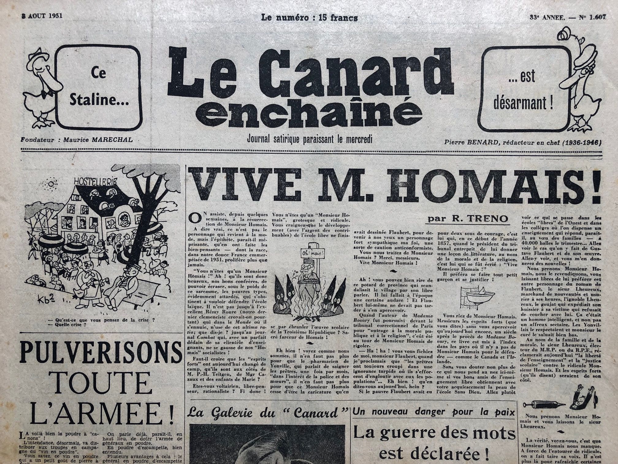 Couac ! | Acheter un Canard | Vente d'Anciens Journaux du Canard Enchaîné. Des Journaux Satiriques de Collection, Historiques & Authentiques de 1916 à 2004 ! | 1607 1