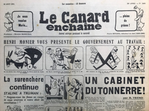N° 1608 du Canard Enchaîné -  15 Août 1951