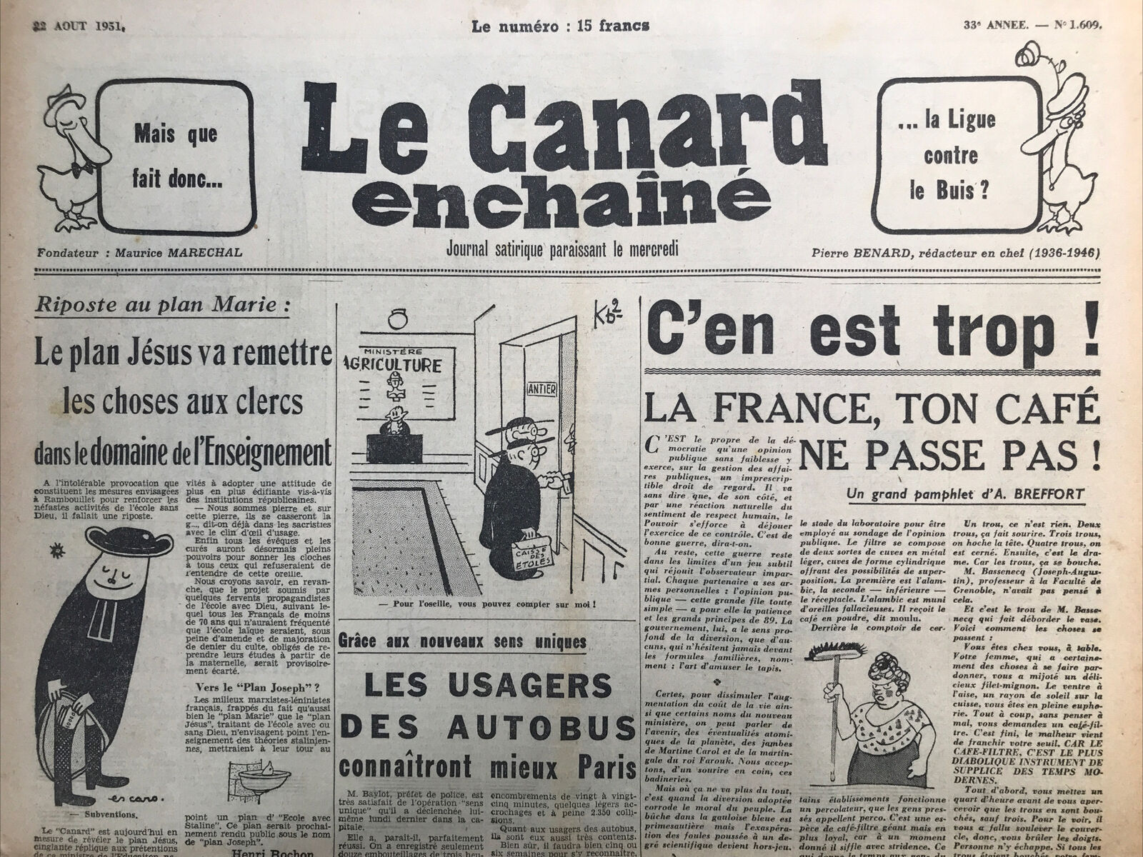 Couac ! | Acheter un Canard | Vente d'Anciens Journaux du Canard Enchaîné. Des Journaux Satiriques de Collection, Historiques & Authentiques de 1916 à 2004 ! | 1609