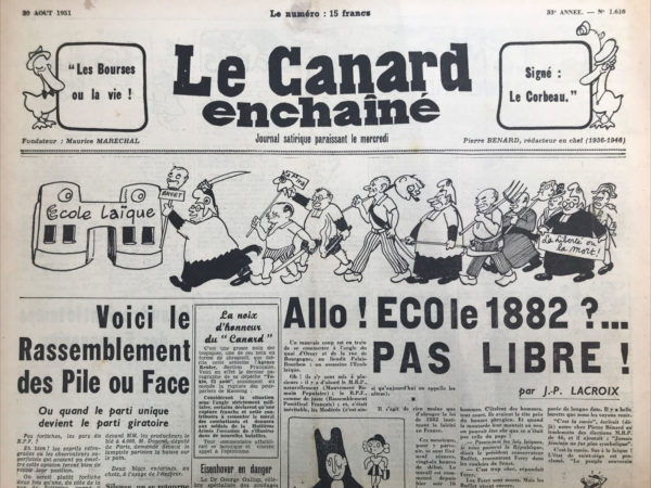 N° 1610 du Canard Enchaîné -  29 Août 1951