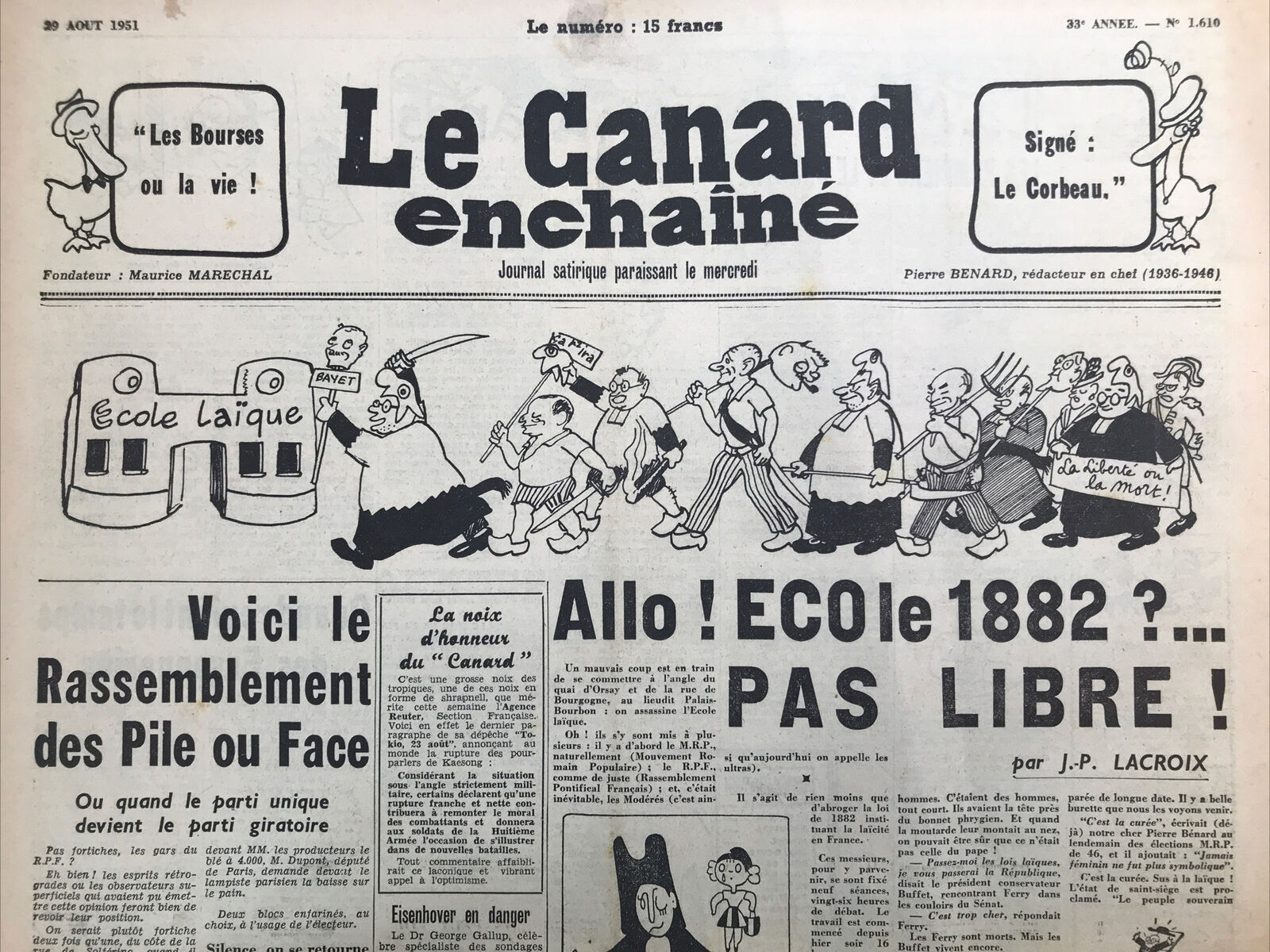 Couac ! | Acheter un Canard | Vente d'Anciens Journaux du Canard Enchaîné. Des Journaux Satiriques de Collection, Historiques & Authentiques de 1916 à 2004 ! | 1610
