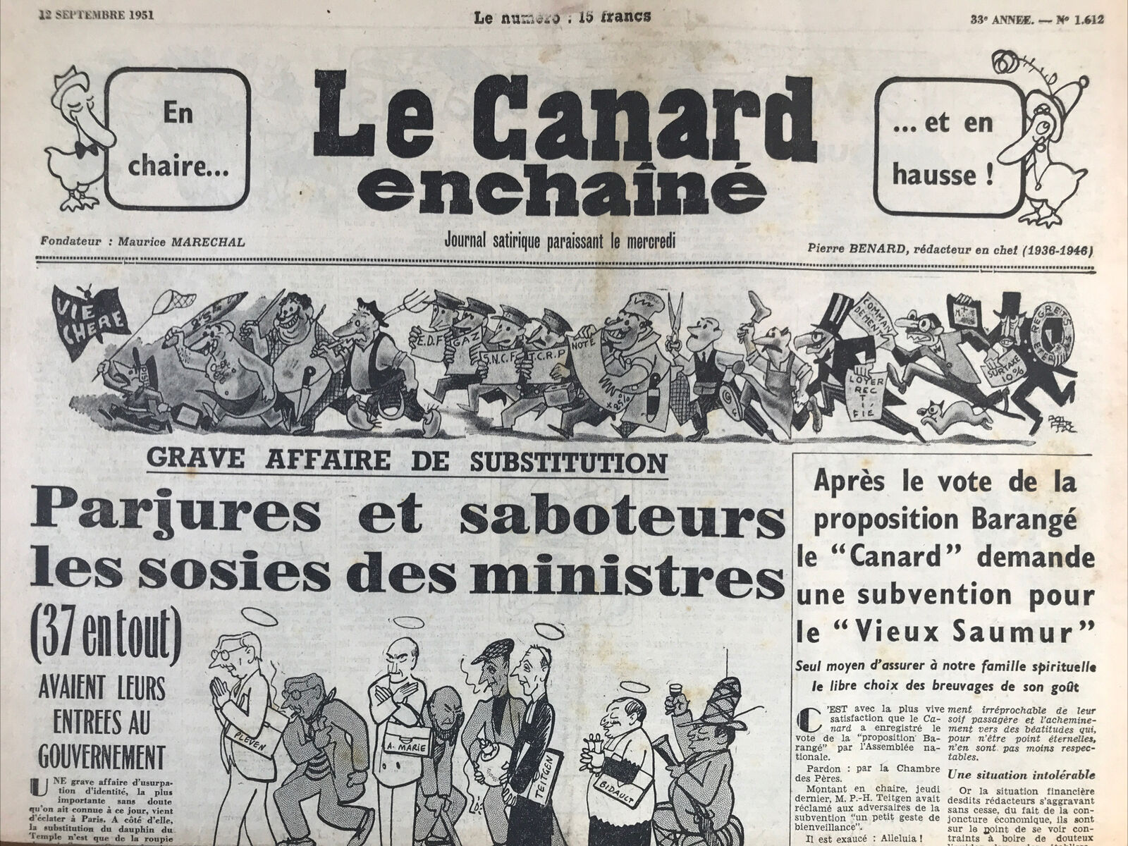 Couac ! | Acheter un Canard | Vente d'Anciens Journaux du Canard Enchaîné. Des Journaux Satiriques de Collection, Historiques & Authentiques de 1916 à 2004 ! | 1612