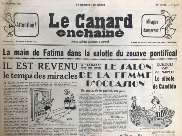 N° 1617 du Canard Enchaîné -  17 Octobre 1951