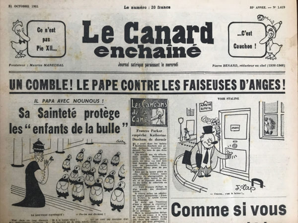 N° 1619 du Canard Enchaîné -  31 Octobre 1951