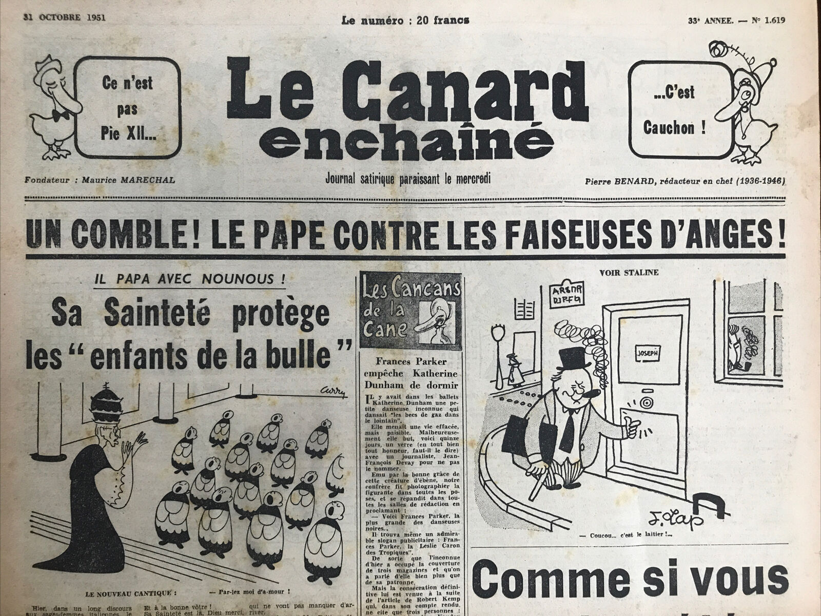 Couac ! | Acheter un Canard | Vente d'Anciens Journaux du Canard Enchaîné. Des Journaux Satiriques de Collection, Historiques & Authentiques de 1916 à 2004 ! | 1619