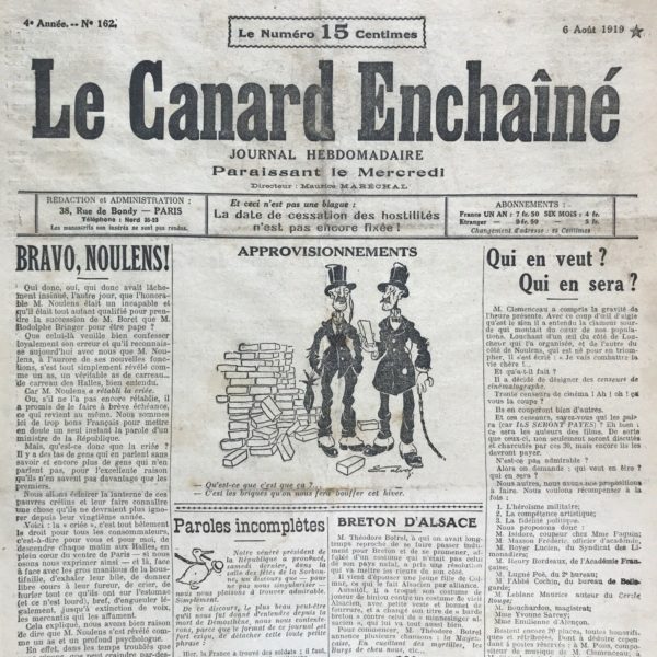 N° 162 du Canard Enchaîné -  6 Août 1919