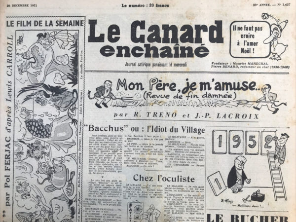 N° 1627 du Canard Enchaîné -  26 Décembre 1951