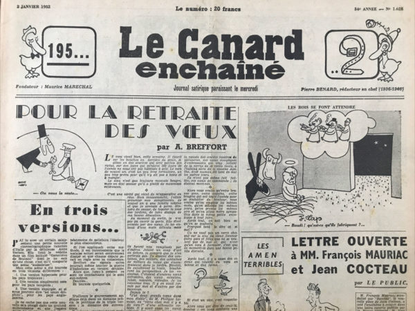 N° 1628 du Canard Enchaîné -  2 Janvier 1952