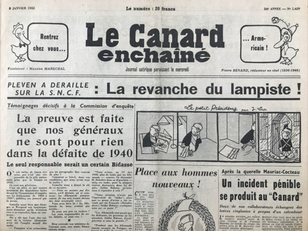 N° 1629 du Canard Enchaîné -  9 Janvier 1952