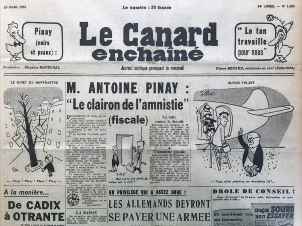 N° 1639 du Canard Enchaîné -  19 Mars 1952