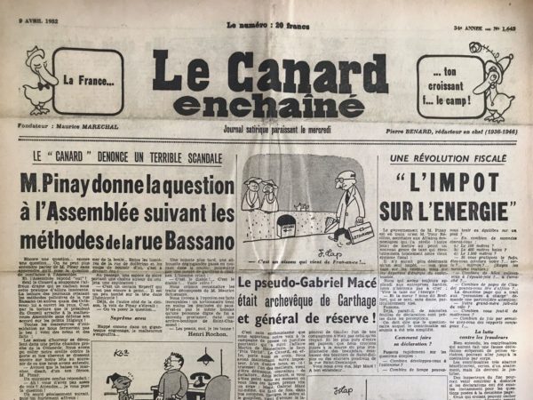 N° 1642 du Canard Enchaîné -  9 Avril 1952