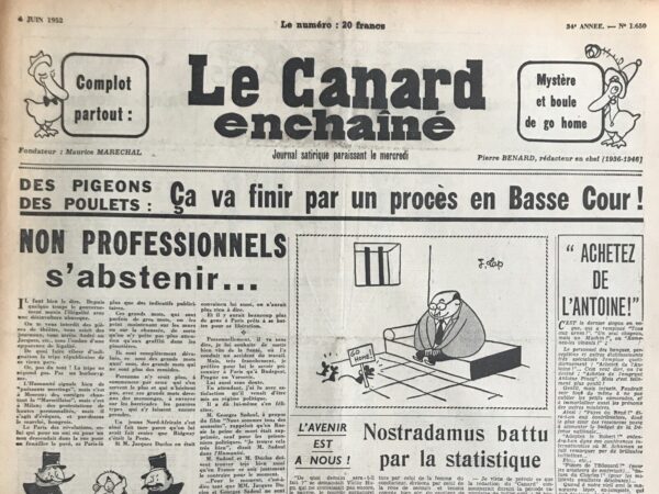 N° 1650 du Canard Enchaîné -  4 Juin 1952