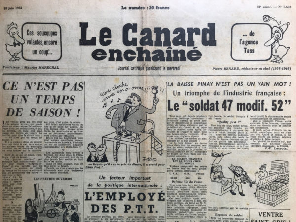 N° 1652 du Canard Enchaîné -  18 Juin 1952