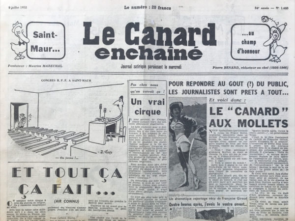 N° 1655 du Canard Enchaîné -  9 Juillet 1952