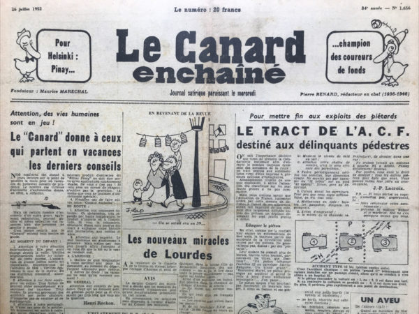 N° 1656 du Canard Enchaîné -  16 Juillet 1952