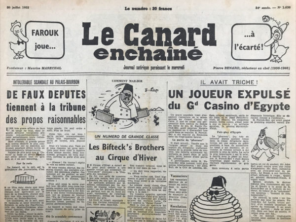 N° 1658 du Canard Enchaîné -  30 Juillet 1952