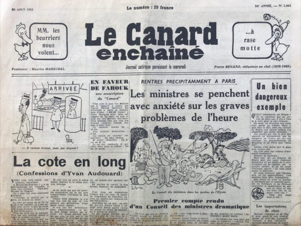 N° 1661 du Canard Enchaîné -  20 Août 1952