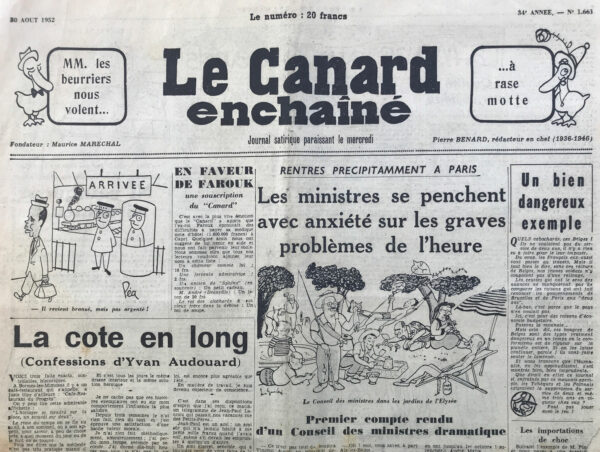 N° 1661 du Canard Enchaîné -  20 Août 1952