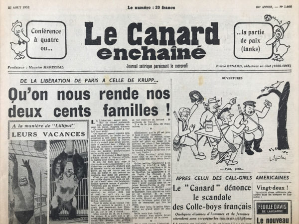 N° 1662 du Canard Enchaîné -  27 Août 1952