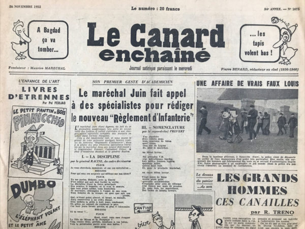 N° 1675 du Canard Enchaîné -  26 Novembre 1952