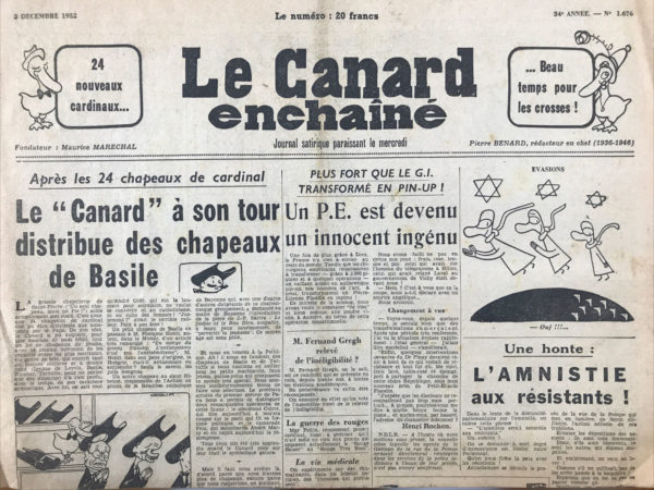 N° 1676 du Canard Enchaîné -  3 Décembre 1952