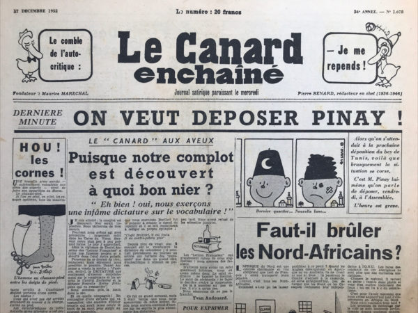 N° 1678 du Canard Enchaîné -  17 Décembre 1952