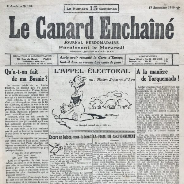 N° 168 du Canard Enchaîné -  17 Septembre 1919
