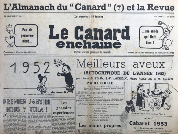 N° 1680 du Canard Enchaîné -  31 Décembre 1952