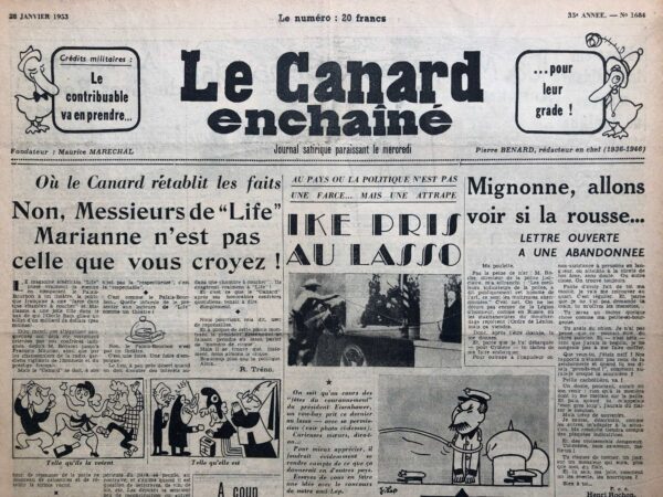 N° 1684 du Canard Enchaîné -  28 Janvier 1953