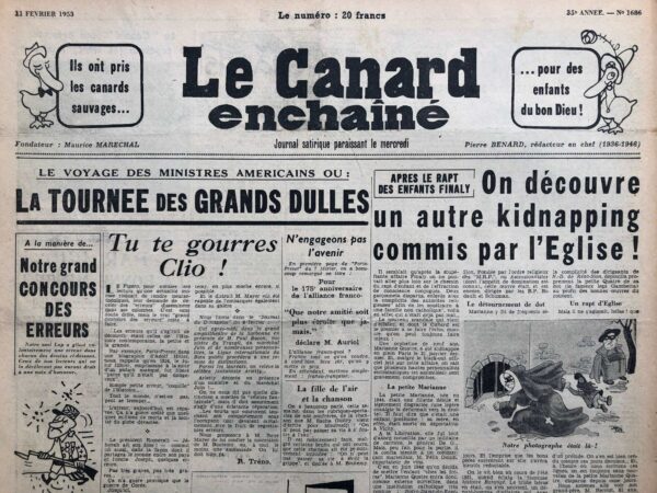 N° 1686 du Canard Enchaîné -  11 Février 1953