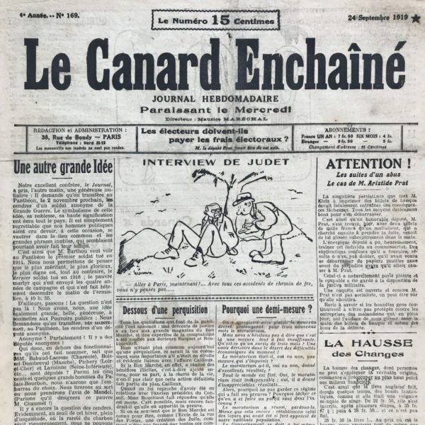 N° 169 du Canard Enchaîné -  24 Septembre 1919