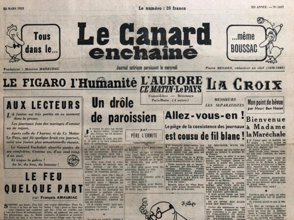 N° 1691 du Canard Enchaîné -  18 Mars 1953