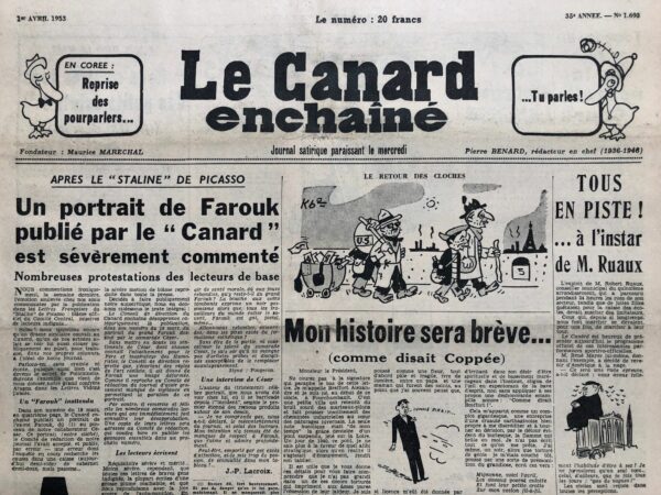 N° 1693 du Canard Enchaîné -  1 Avril 1953