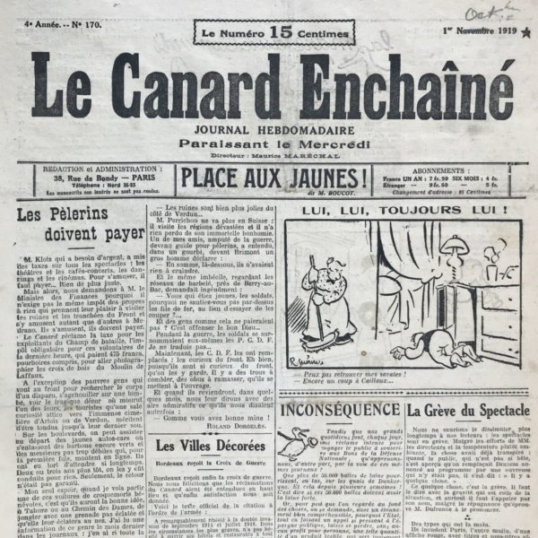 N° 170 du Canard Enchaîné -  1 Octobre 1919