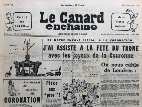 N° 1702 du Canard Enchaîné -  3 Juin 1953